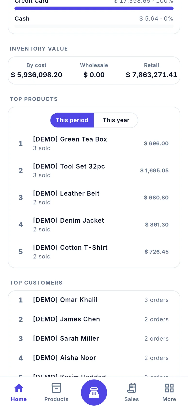 Top products and top customers