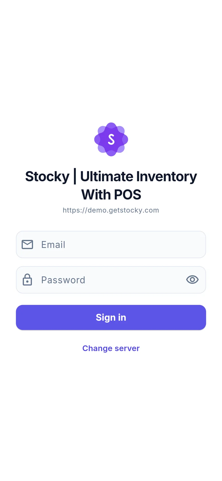 Sign-in screen showing the server's own logo and name